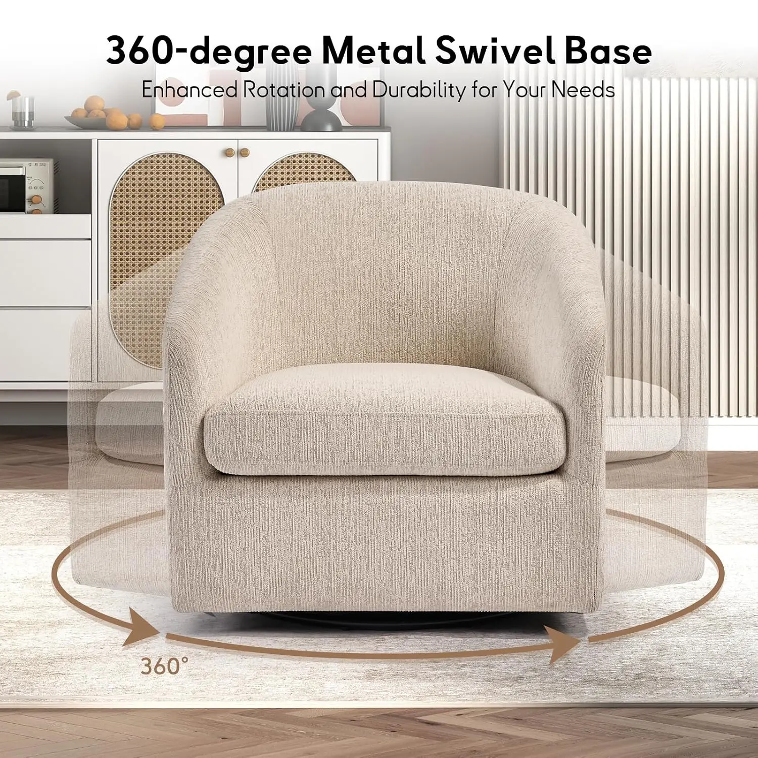 Swivel Accent Chair Set of 2 Fully Assembled Armchair Beige, Customized