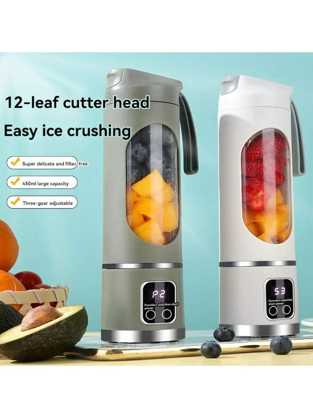 Espremedor recarregável portátil para casa, escola, esportes - copo triturador de gelo pequeno