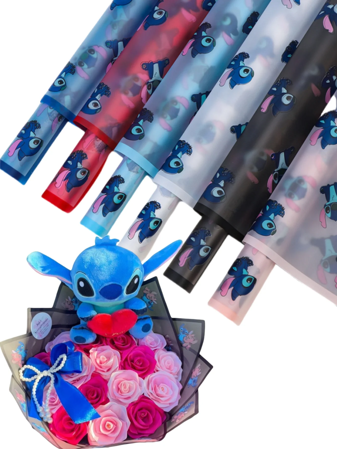 20 unids/set de hojas de papel para envolver regalos con patrón de dibujos animados, embalaje decorativo de ramo con borde Floral de UME