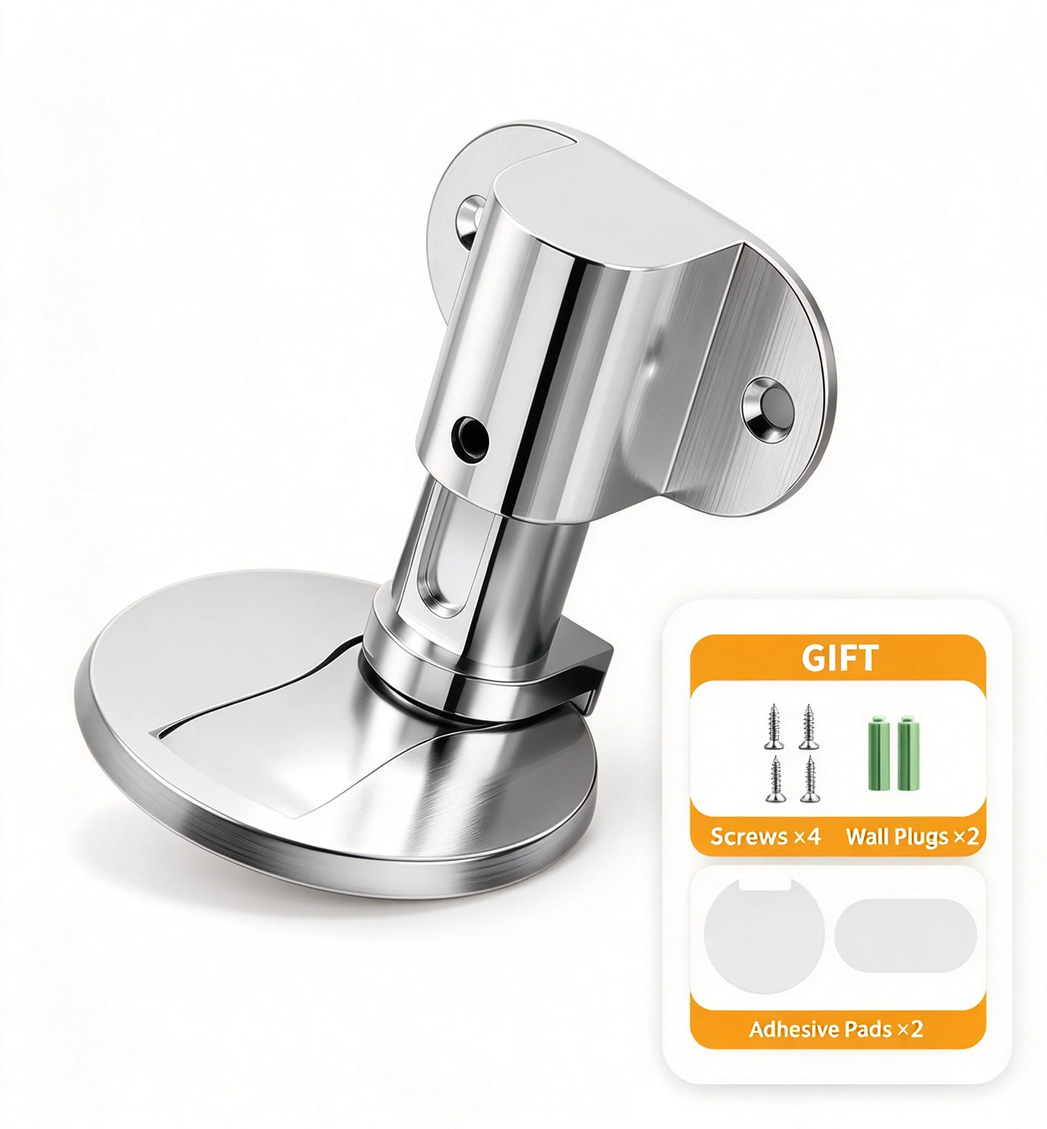 Adjustable Door Stopper, No Drill Hidden Door Stop, Silent Anti-Collision Floor Mount Door Holder for Bathroom & Toilet