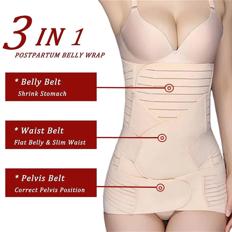 Cinto abdominal pós-parto 3 em 1 para mãe e bebê, cinto abdominal para entrega vaginal e cesariana universal