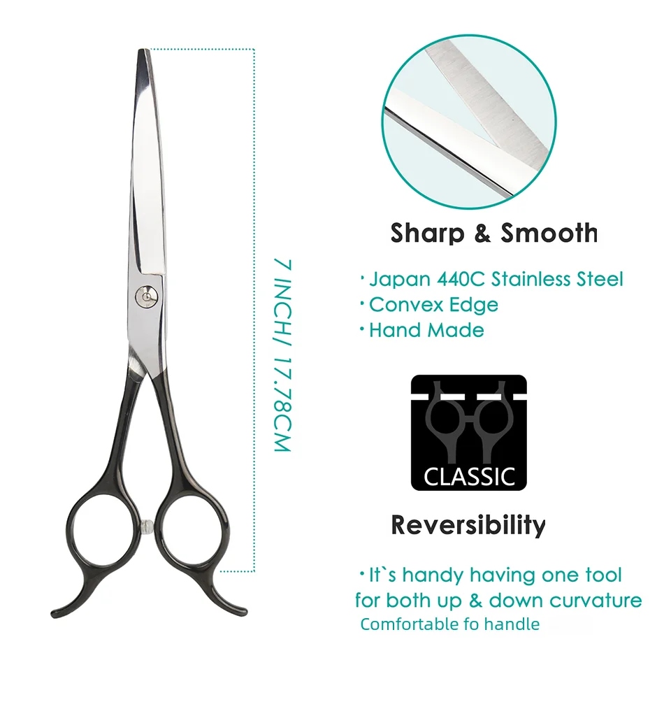 Dog Grooming Scissors Professional Pet Trimming 7 Inch Straight Curved Thinning Chunkers Shear Comb for Pet Dog Cat Hair Cutting