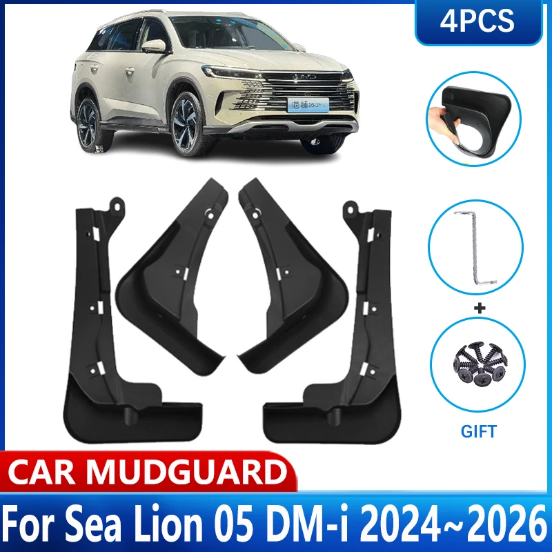 

Car Wheel Fender MudFlaps For BYD Sea Lion 05 DM-i Accessories 2024 2025 2026 Black Flap Guards Splash Front Rear Auto Mudguards