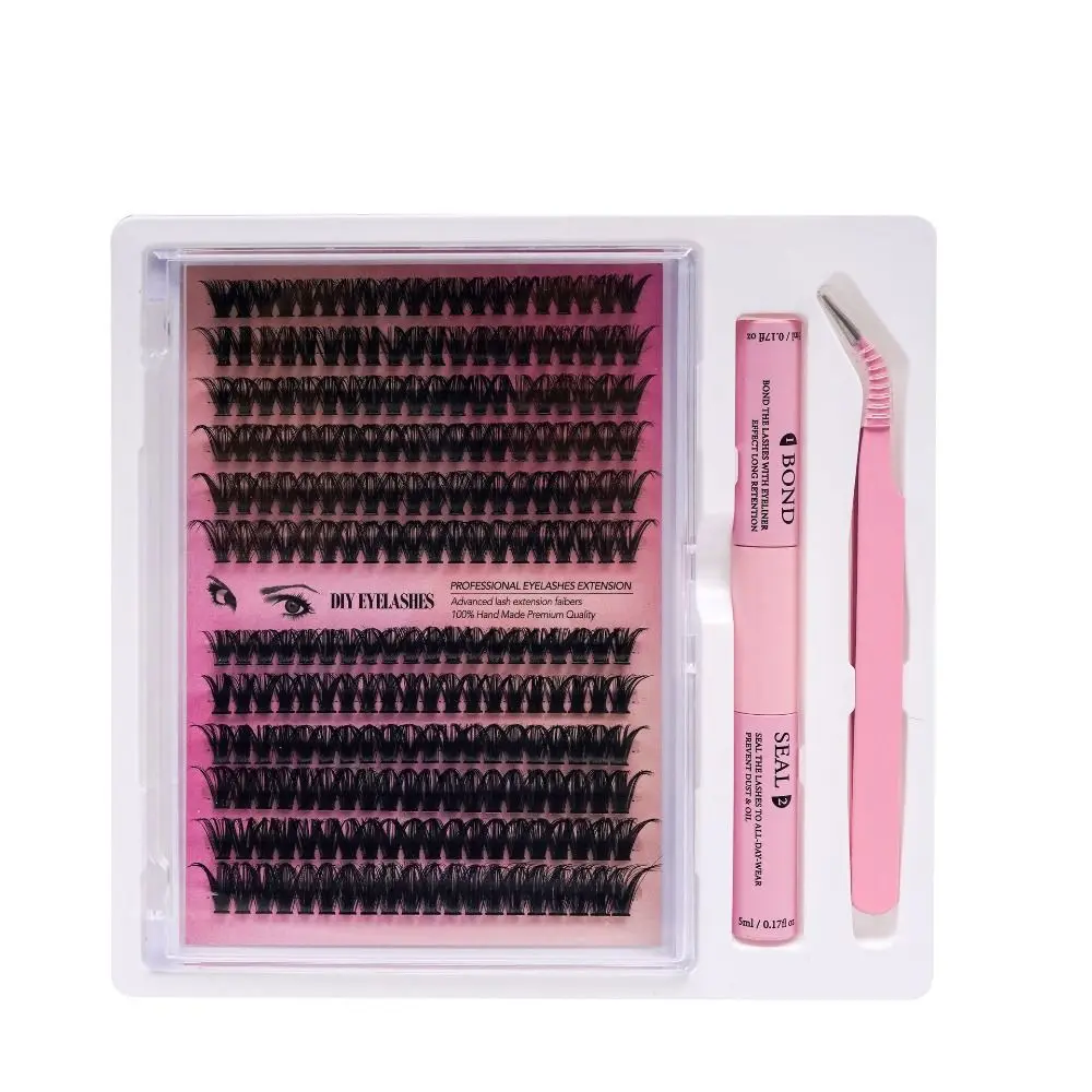 Koreańskie rzęsy samoprzylepne DIY w stylu komiksowym, naturalne, z aplikatorem do nakładania na gorąco, pojedyncze kępki 3D do samodzielnego nakładania, narzędzie do makijażu.