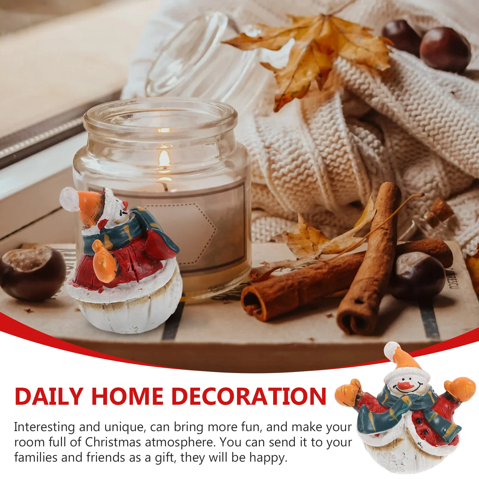 

1Pcs Christmas Snowman Decoration Resin Craft Small Ornament Xmas Home Decor Festive Desktop Ornament Delicate Snowman Adornment