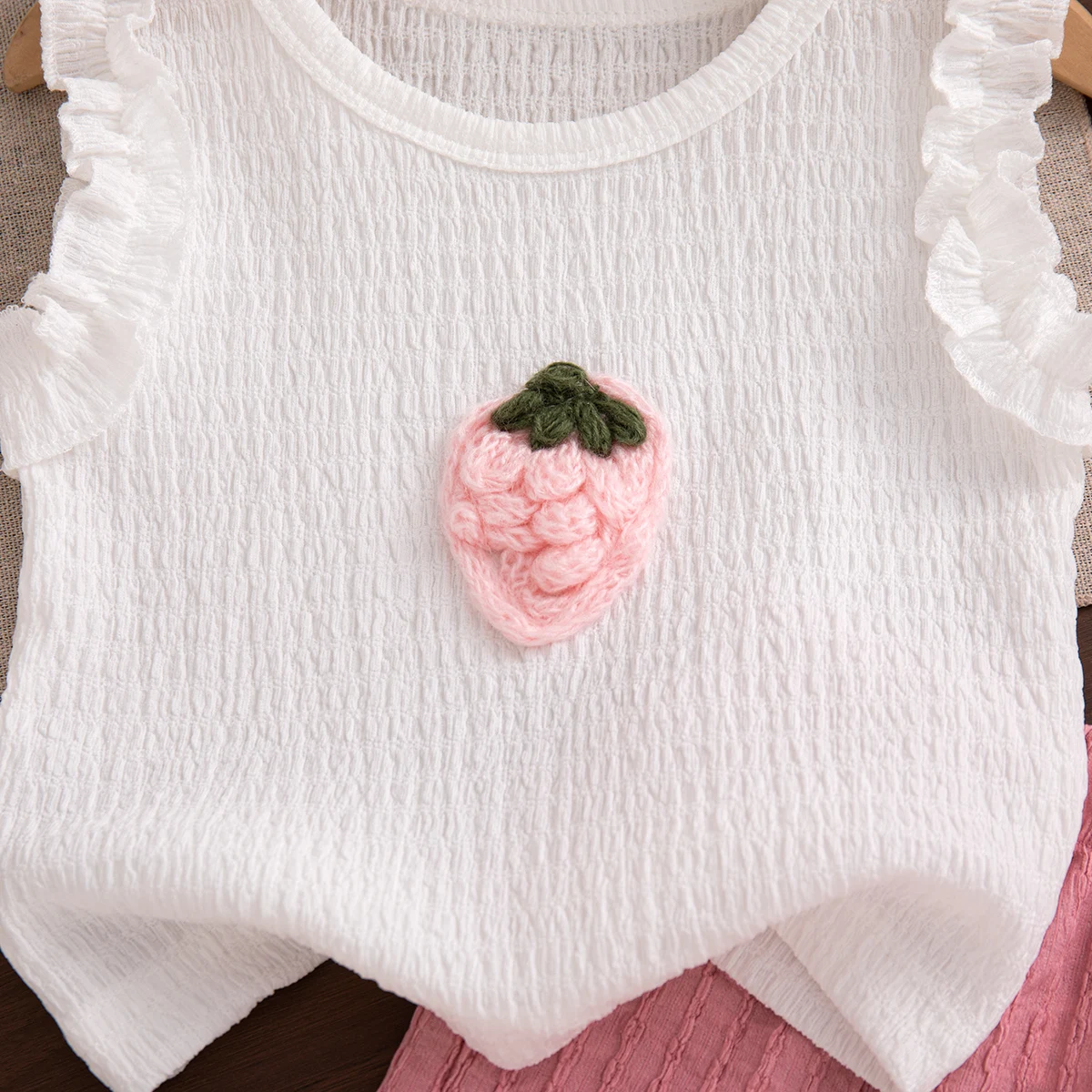 2-teiliges Baby-Set Sommer Baumwolle Frucht Ärmelloses Oberteil Schleife Shorts Baby Mädchen Set Cartoon Niedlich Strand Baby Mädchen Kleidung – Detail 8