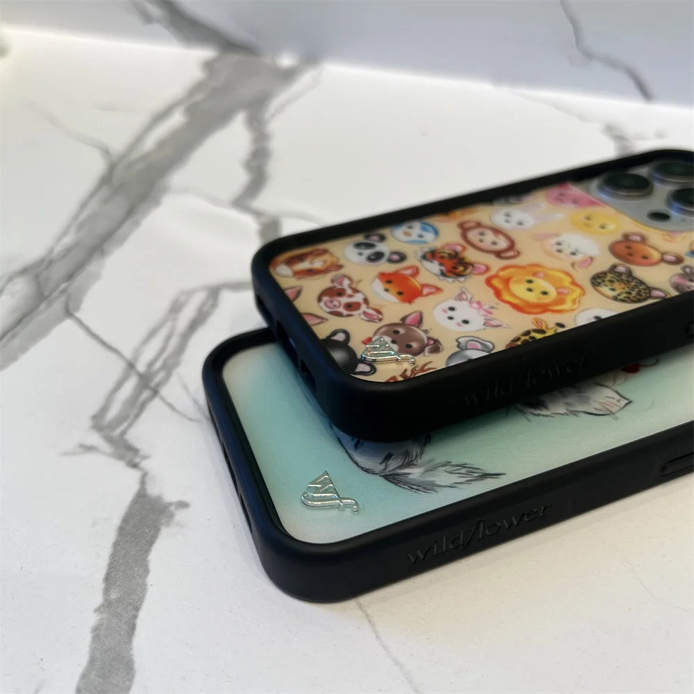 جديد Wildflower ثلاثية الأبعاد WF هريرة الأغنام قضية الهاتف آيفون 12 13 14 15 16 17 برو ماكس زائد القرد INS الكرتون غطاء الحيوان خنزير لطيف