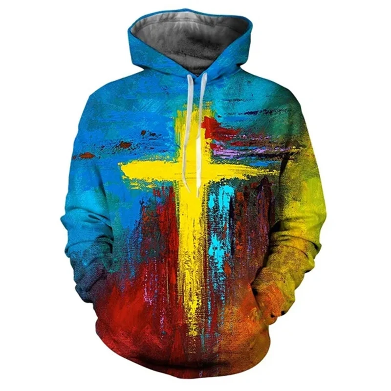 Autumn Christian Jesus Cross 3D Print Hoodies Men Women Fashion Casual Sweatshirts Oversized Hoodie Pullovers Tracksuit Clothing