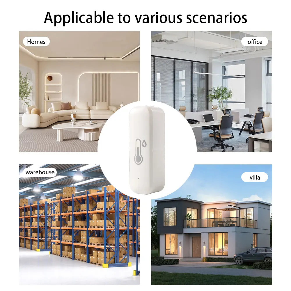 Tuya WiFi مستشعر درجة الحرارة والرطوبة مقياس حرارة متصل بالمنزلي متوافق مع Smart Life Alexa Google Assistant
