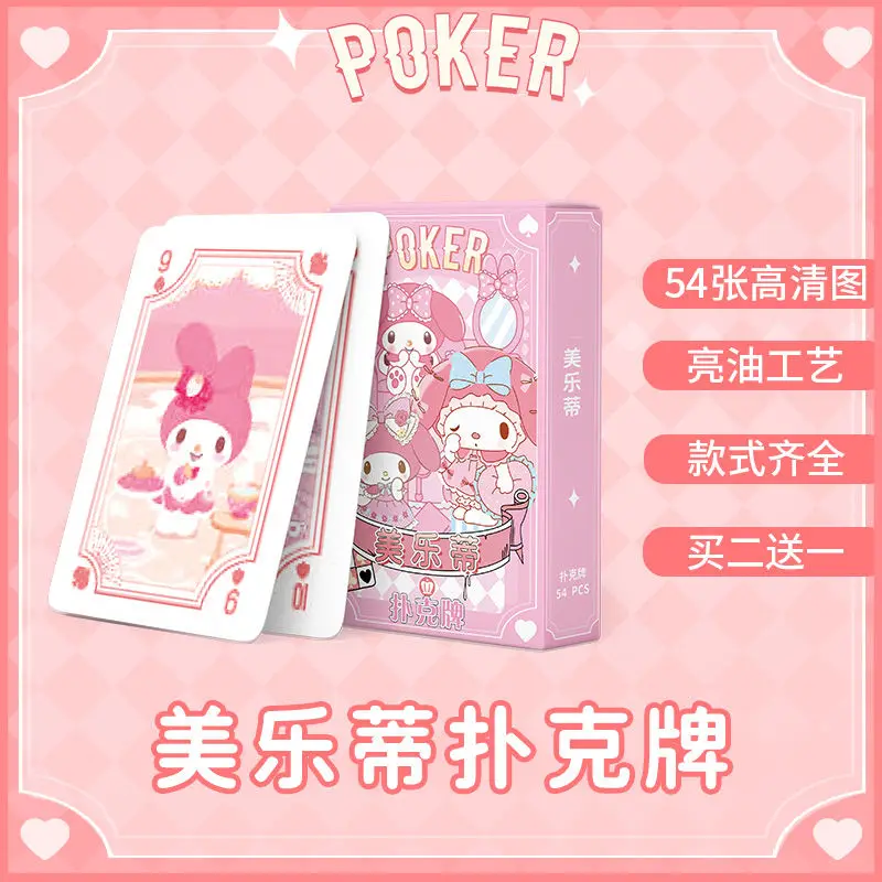 Kawaii Sanrioed My Melody Cinnamoroll Hello Kitty Kuromi Anime Playing Card Cute Cartoon Doll Good Quality Collectible Girl Gift