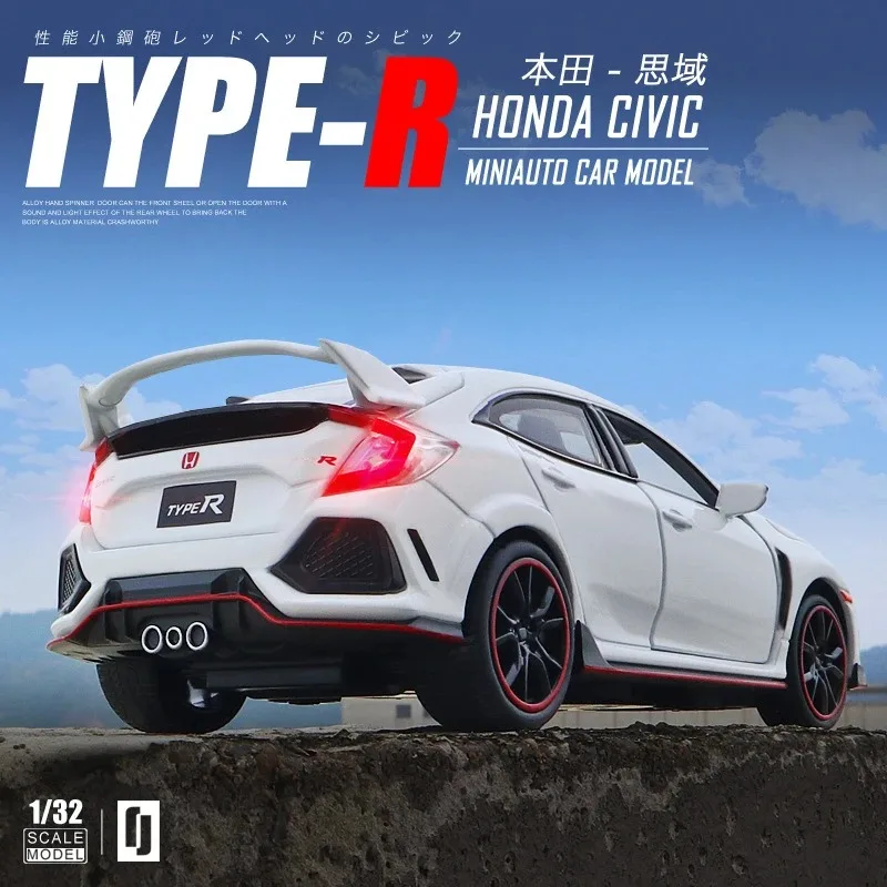 1:32 Honda CIVIC TYPE-R Auto Giocattolo Per Bambini Diecast Modello Tirare Indietro Porte Apribile Suono Luce Collezione Regalo Ragazzi A109