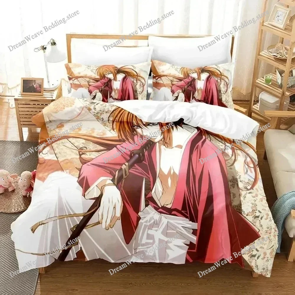 

3D Anime Rurouni Kenshin Bedding Set Duvet Cover Bed Set Quilt Cover Pillowcase Comforter King Queen Size Boys Adult Bedding Set
