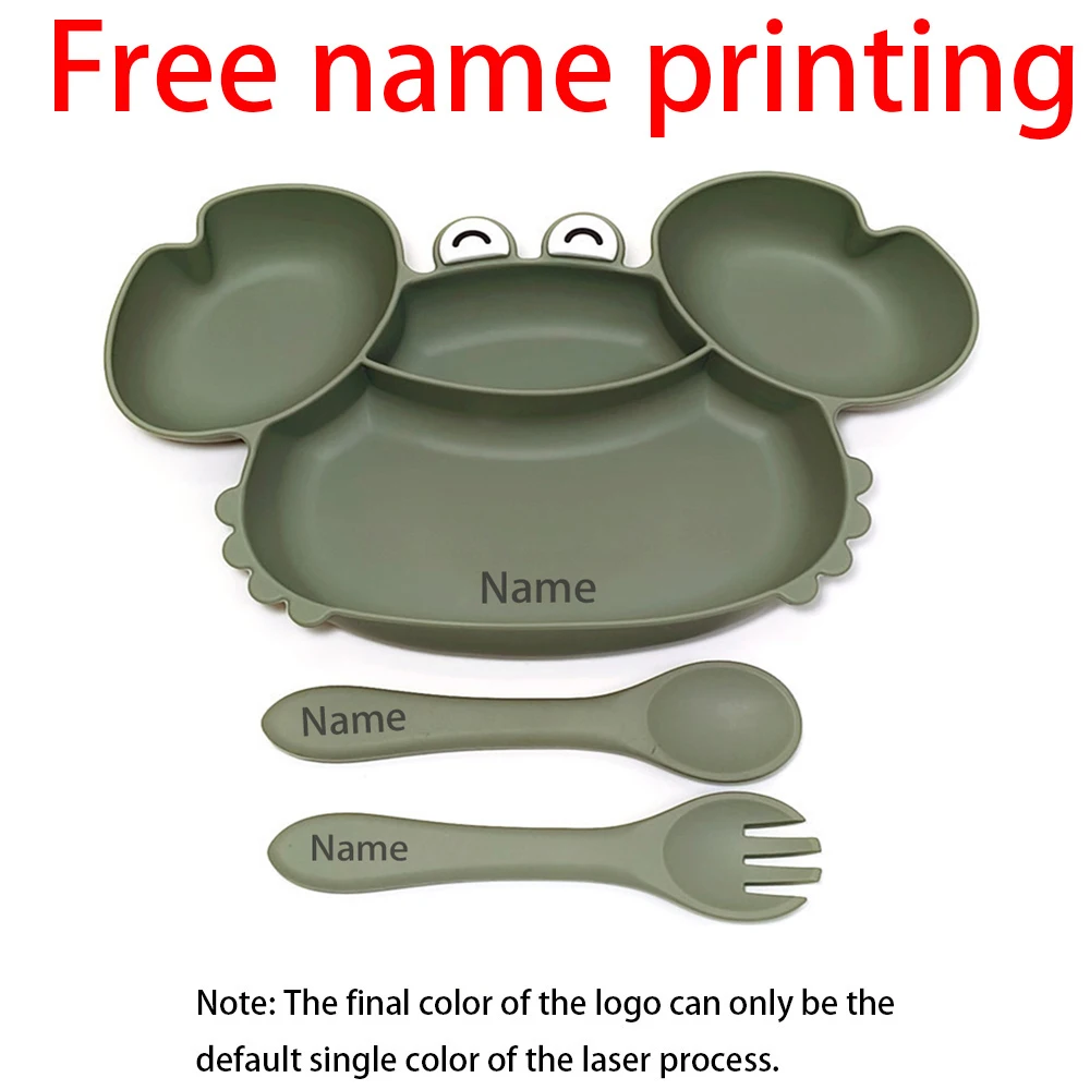 

Детская посуда с бесплатным именем и принтом, 3 шт., силиконовый материал, более продуманные и уникальные персонализированные подарки для мальчиков и девочек