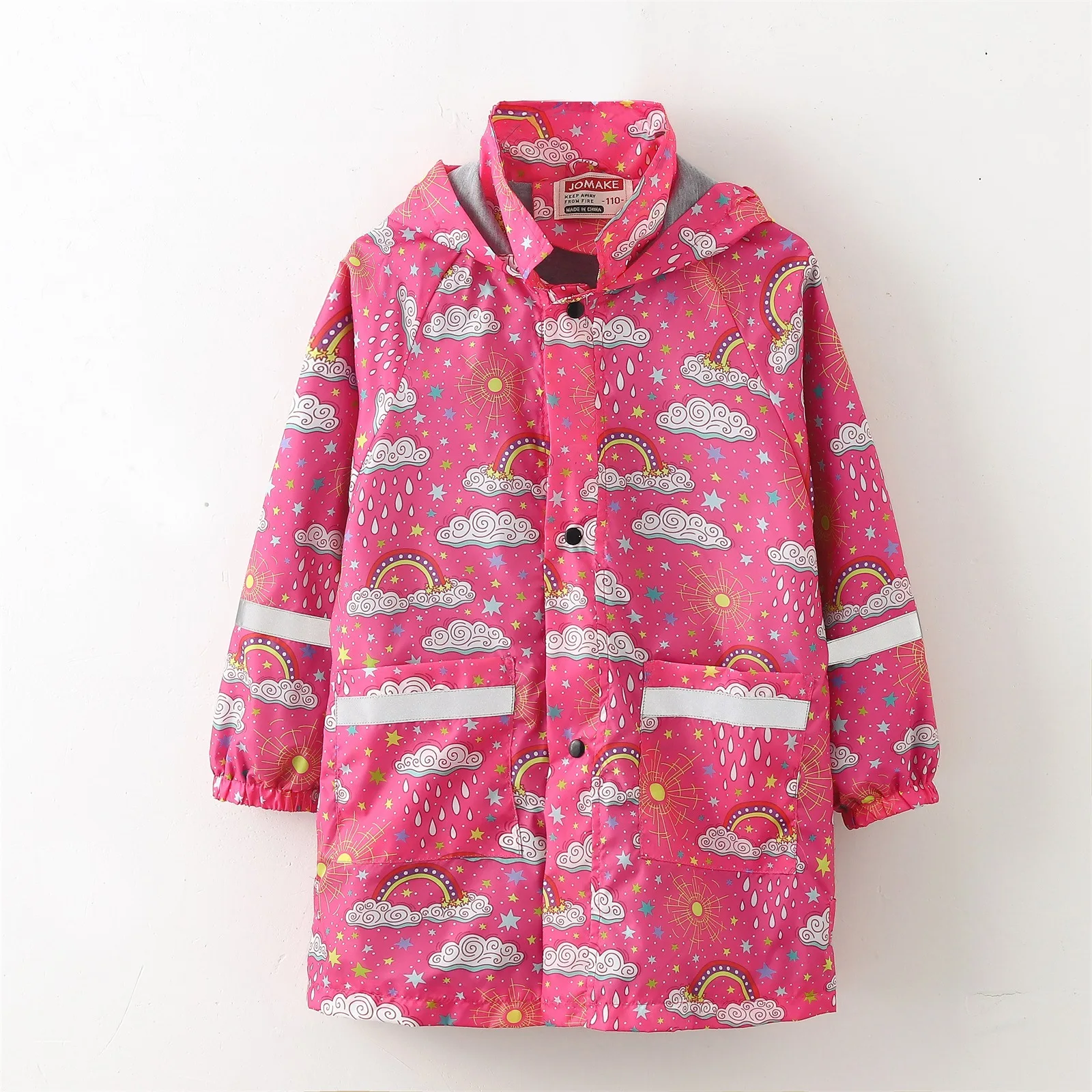 2026 Girls Raincoat Jackets 3-8 Years Children Long Printed Hooded Trench Coat Kids Outerwear Outdoor Boys Girls Sports Raincoat