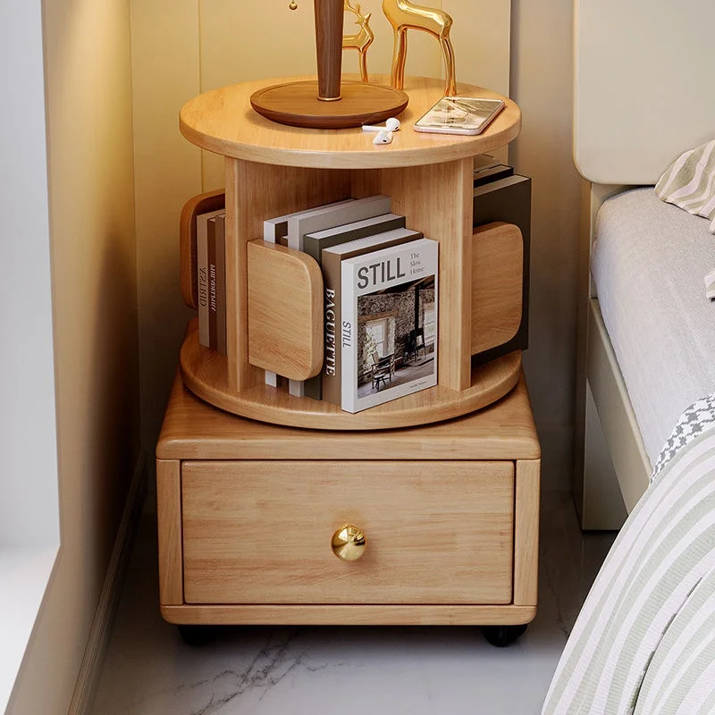 &* Solid Wood 360 Degrees Rotating Bookcase Floor-to-Ceiling Simple Bookshelf For Home Office And Bedroom For Children