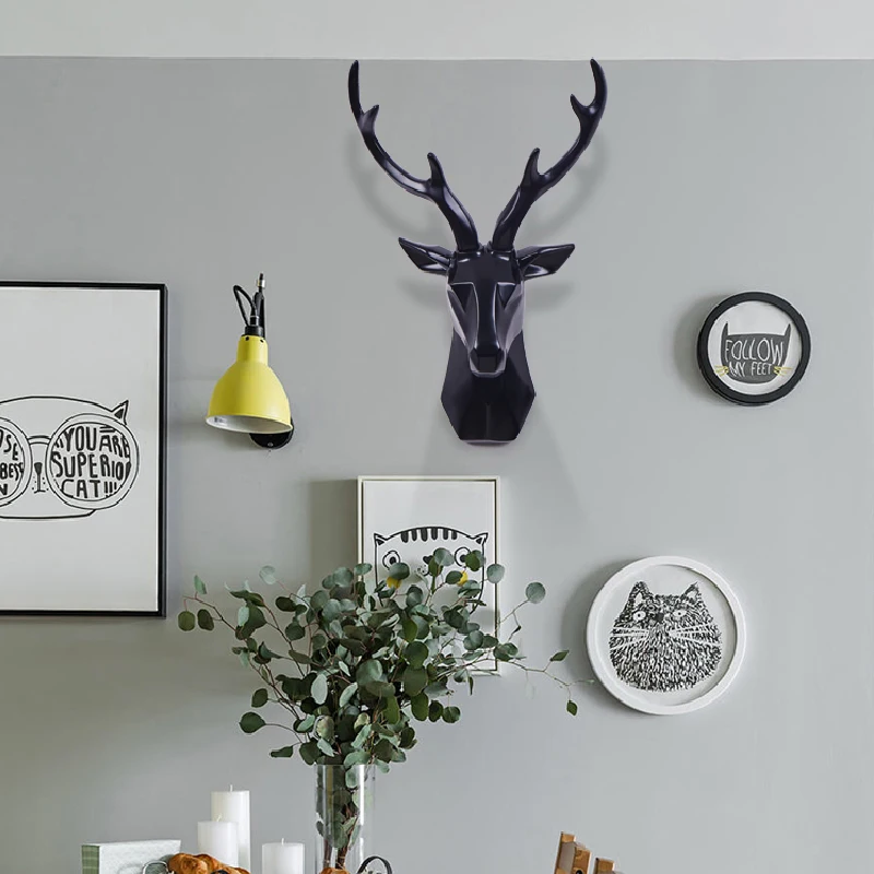 Luxurious Deer Head Wall Hanging Creative Living Room Background Wall Decoration Pendant Simple Porch Aisle Home Wall Decoration