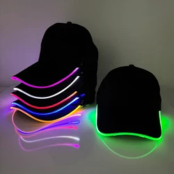 Trendy Light Up Glowing Baseball Hat LED Luminous Hip Hop Rap Cap DJ Dance NightClub Bar Party Props Neon Hiphop Hat Supplies
