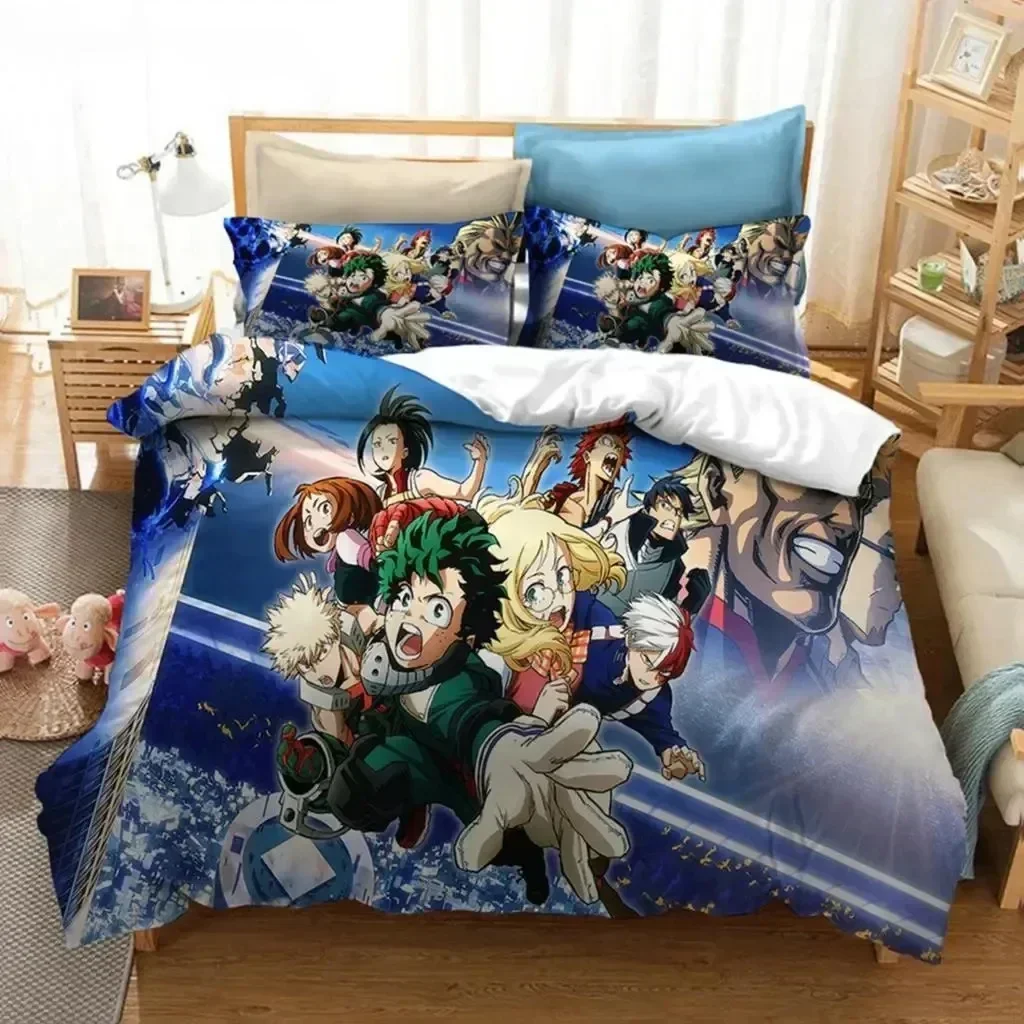 Anime My Hero Academia Printed Bed Set Duvet Cover Pillowcase Bedding Set Bed Linen Sheet Quilt Cover Full Queen King Size