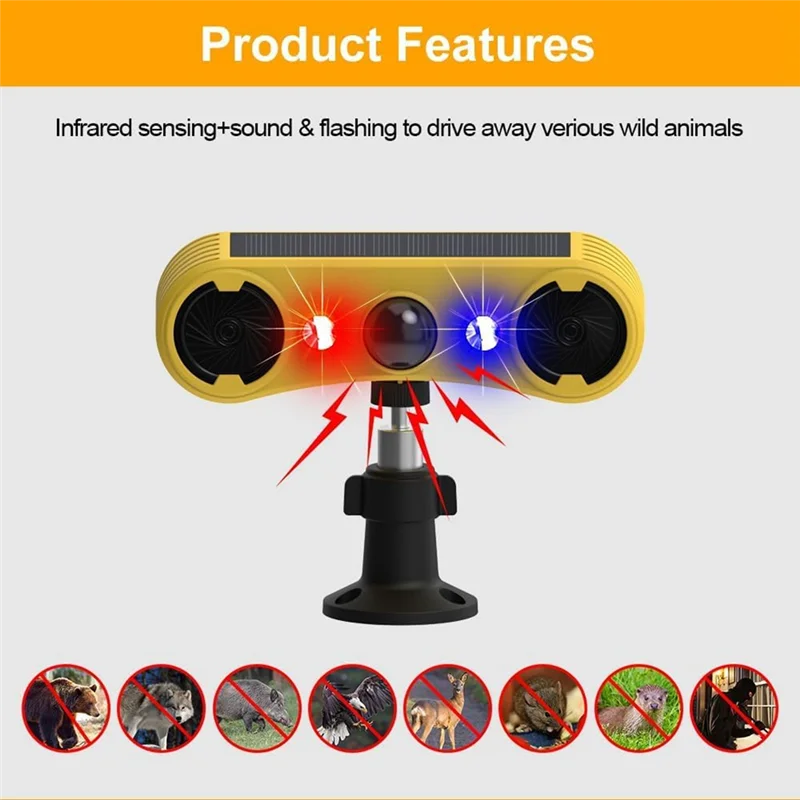 

M23K Solar Motion Sensor Alarm, Outdoor Warning Light,13 Sounds Security Alert System Animal Repeller For Farm Yard Barn
