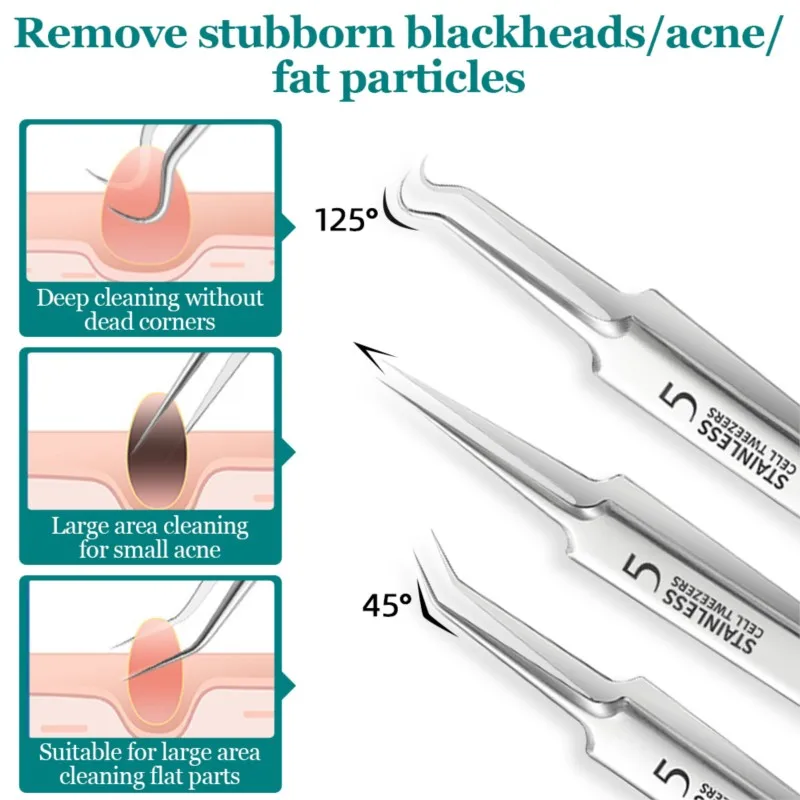 Acne Blackhead Removal Needles Stainless Steel Black Spot Blemish Pimple Removal Needle Deep Cleansing Tool Face Skin Care Kit