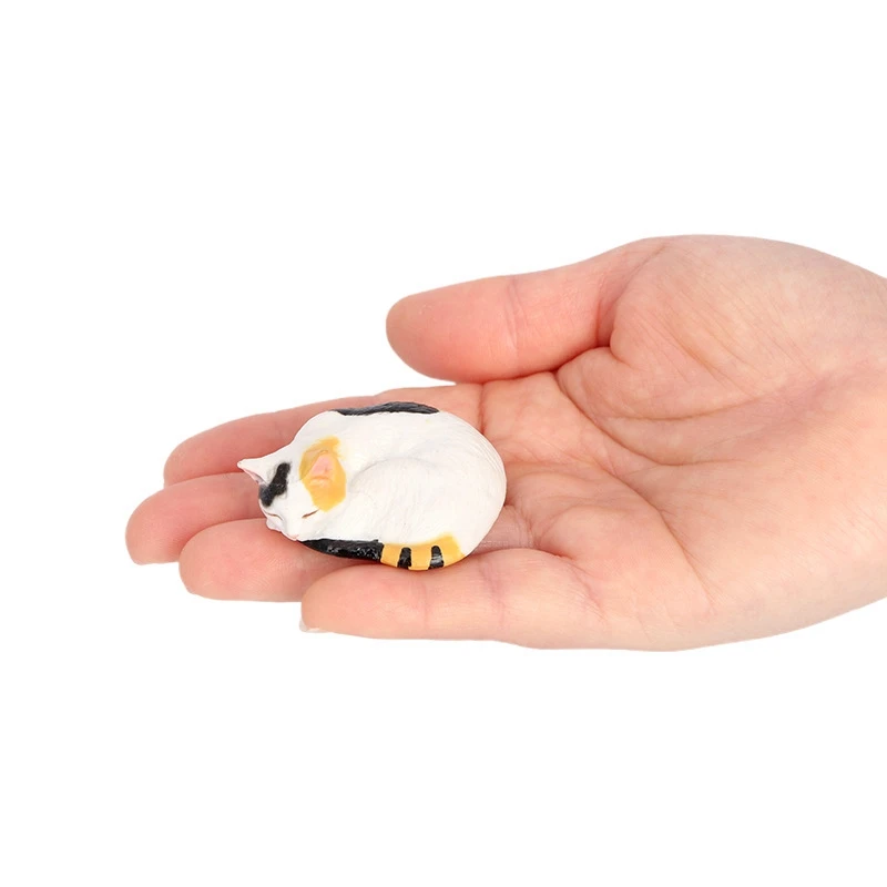 Realistic Sleeping Kitten Figurine - Calico cat Cow cat and Tuxedo Cat Model Desk Decor - Perfect Gift for Cat Lovers view 2