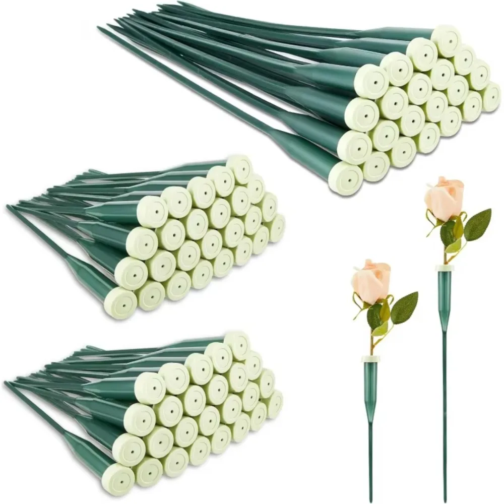60 Pcs Plastic Flower Tubes with Rubber Caps, Floral Stem Arrangement Supplies for Fresh Flowers