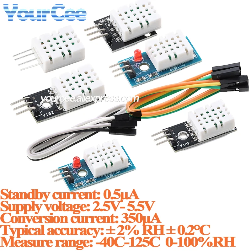 5pcs/1pc GXHT11 high precision digital temperature and humidity sensor single bus communication protocol compatible with DHT11