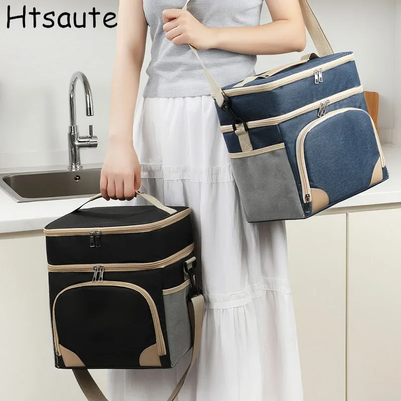 

New Fashion Solid Color Tote Cooler Bags for Women and Men School Office Portable Shoulder Insulation Lunch Bags