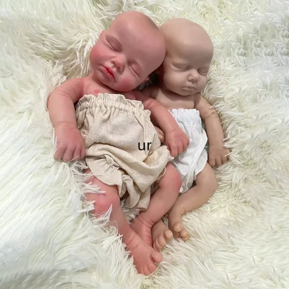 13 Inch Full Silicone Reborn Baby Dolls Delicate Skin Sleepy Closed Eyes Realistic Toddler Boy Girl Artist Art Collection Doll