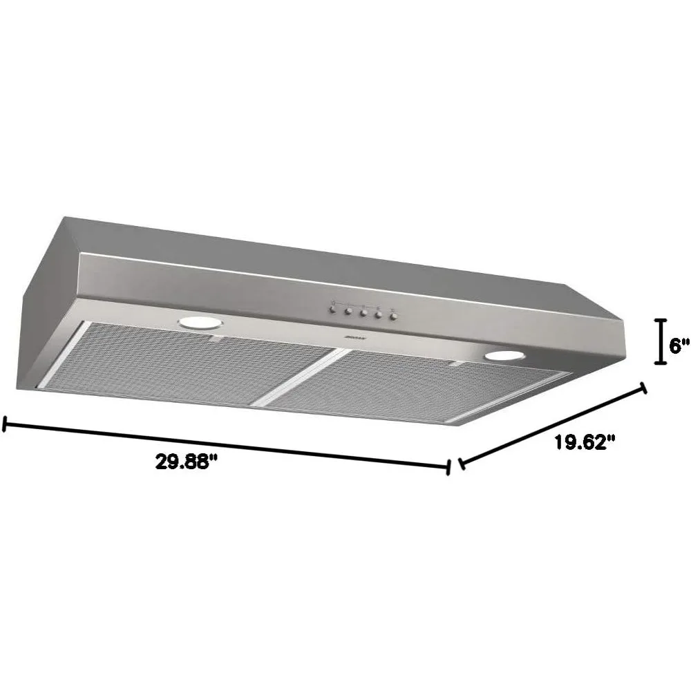 BCSQ130SS Sob Armário Gama Hood com Luzes LED, Três-Speed Glacier, ADA Capaz, 1,5 Sones, 375 Max Blowe