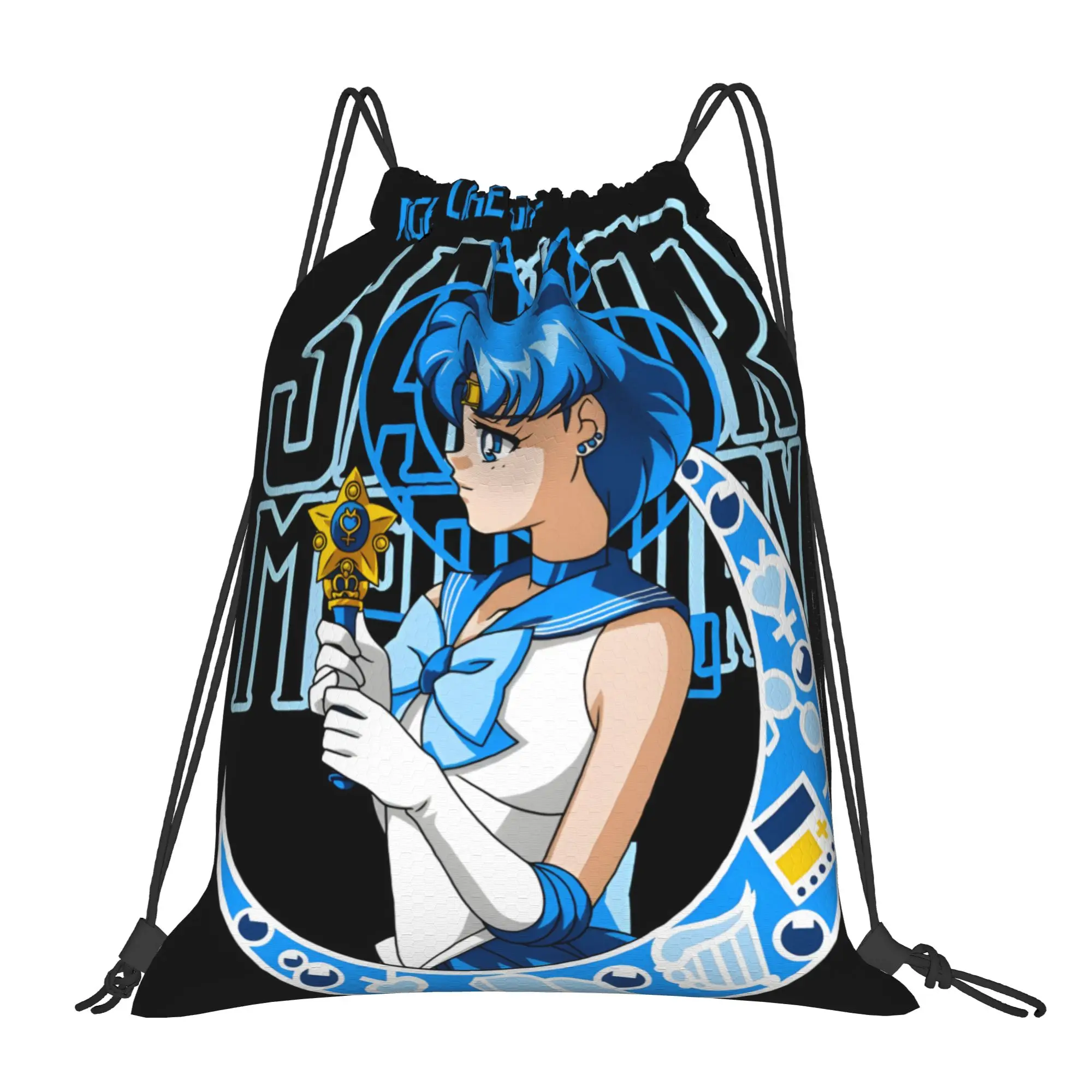 1 pc Sailor Mercury Sailor Moon Kawaii Drawstring Bags Gym Shoe Clothes Storage Multi-function Teen Portable