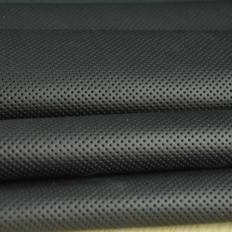 Black Tooling Perforated Genuine Leather Sheet Cowhide Leather for DIY Tooling Sewing Crafting Leather for Steering Wheel Gloves