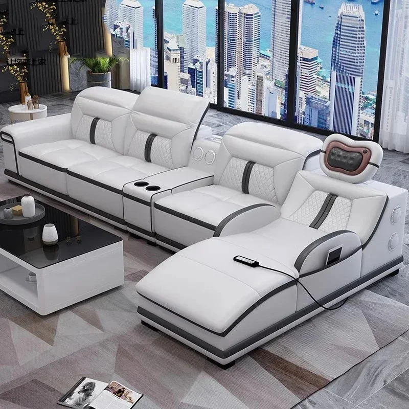 Nordic Leather Lounge Sofas for Relaxing Living Room and Balcony Decor - Stylish Furniture Suite
