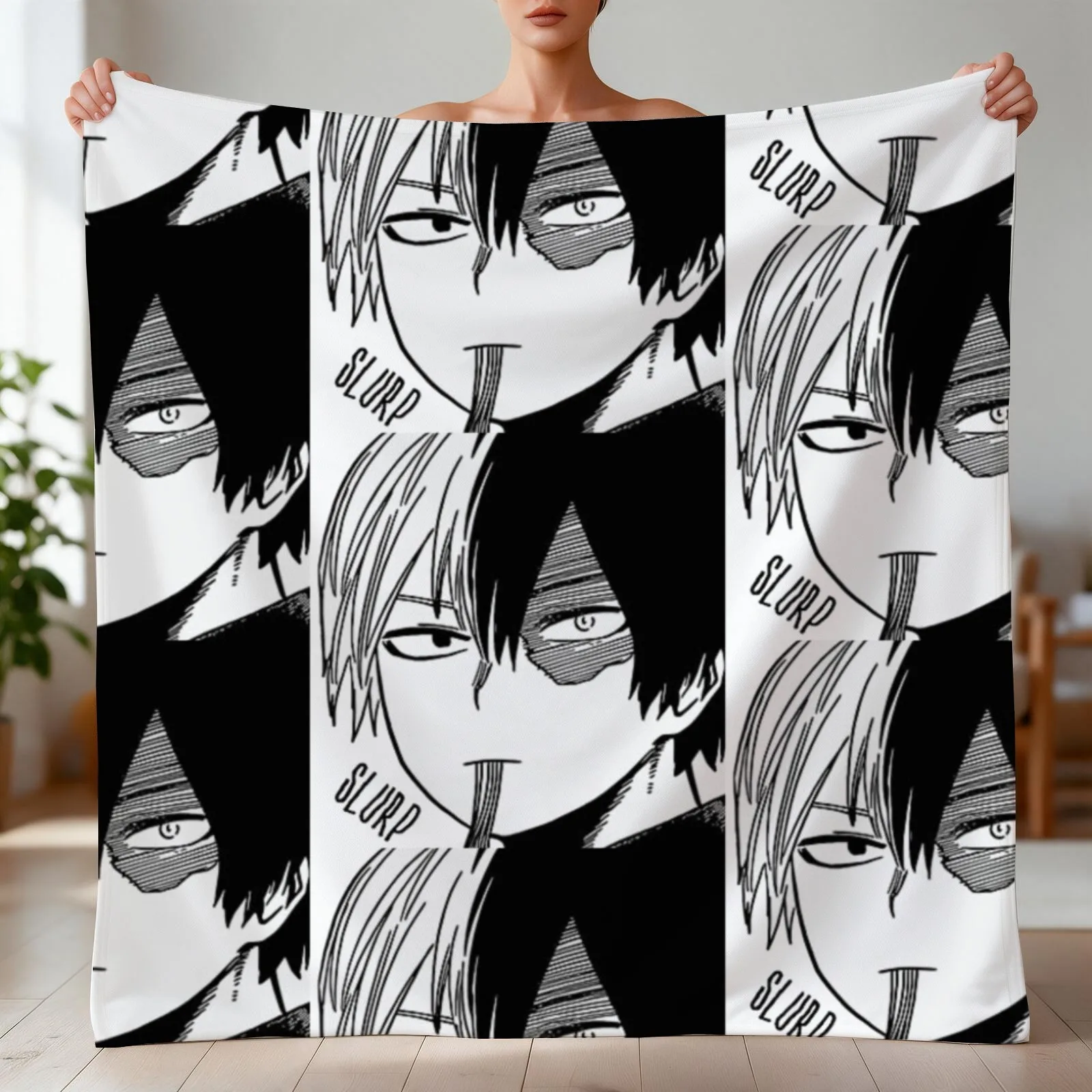 Todoroki slurping Sticker Throw Blanket Bed Fashionable decorative wednesday Blankets
