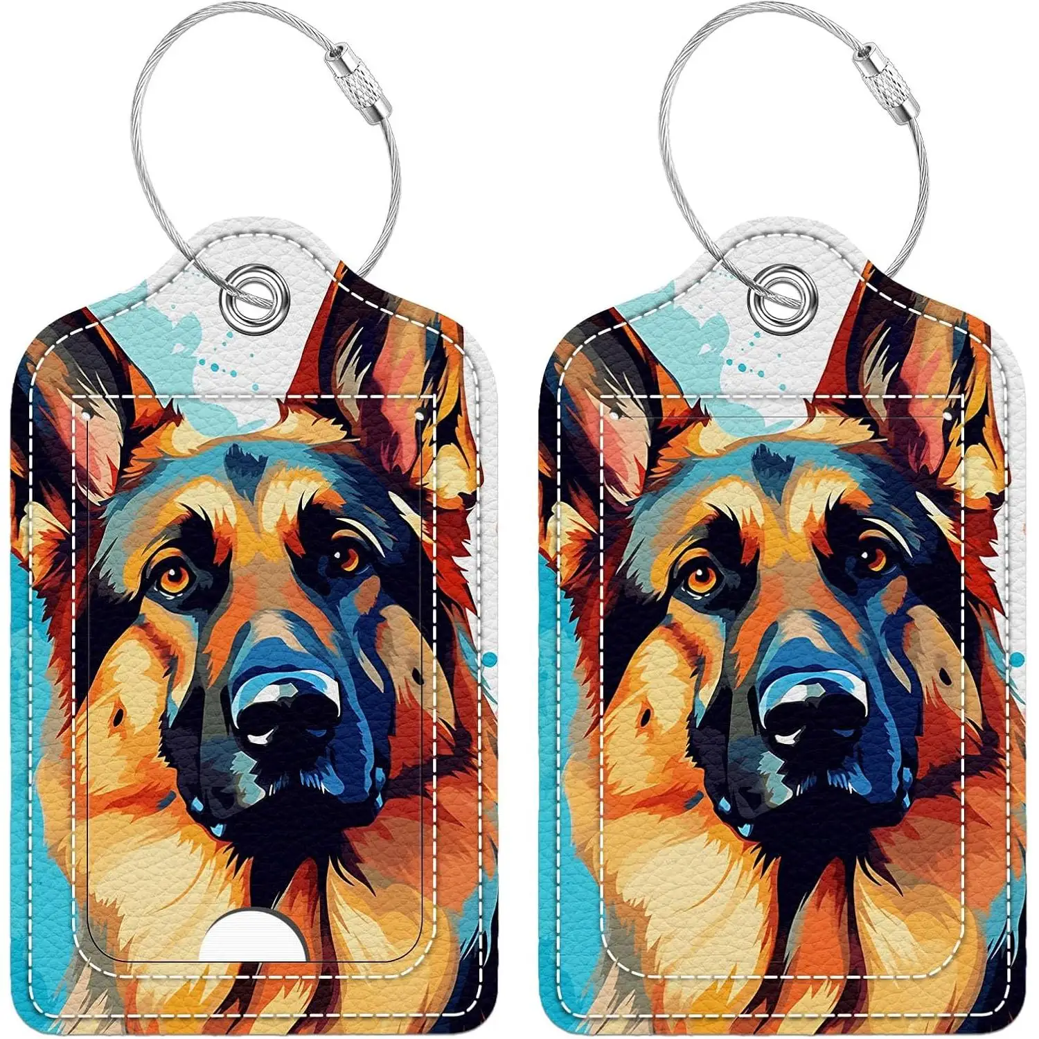 

Багажная бирка для чемодана, немецкая овчарка, уникальные кожаные бирки для чемодана с полной конфиденциальной крышкой, петля из нержавеющей стали