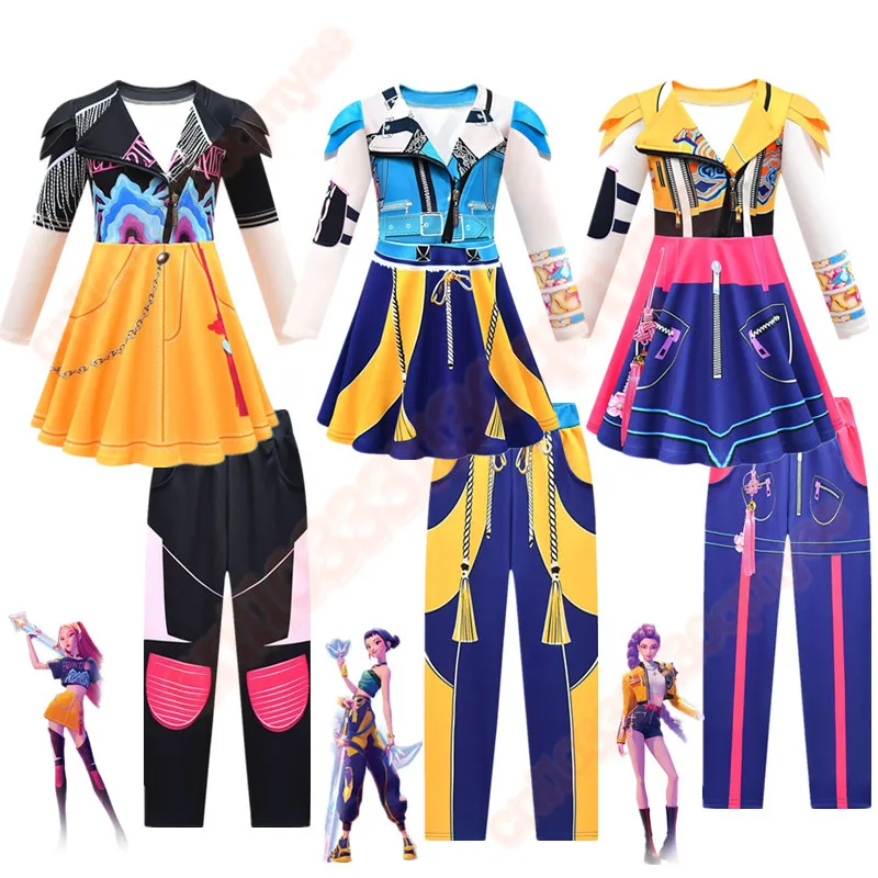 

New Kids K-Pop Mira Rumi Zoey Cosplay Costume Girls KPop Demon Hunters Children Fantasia Birthday Party Halloween Fancy Dress