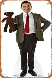 Metal Tin Sign 8 X 12 Inch - Mr. Bean And Teddy - Poster Metal Plaque Cafe, Bar, Home Wall Decor