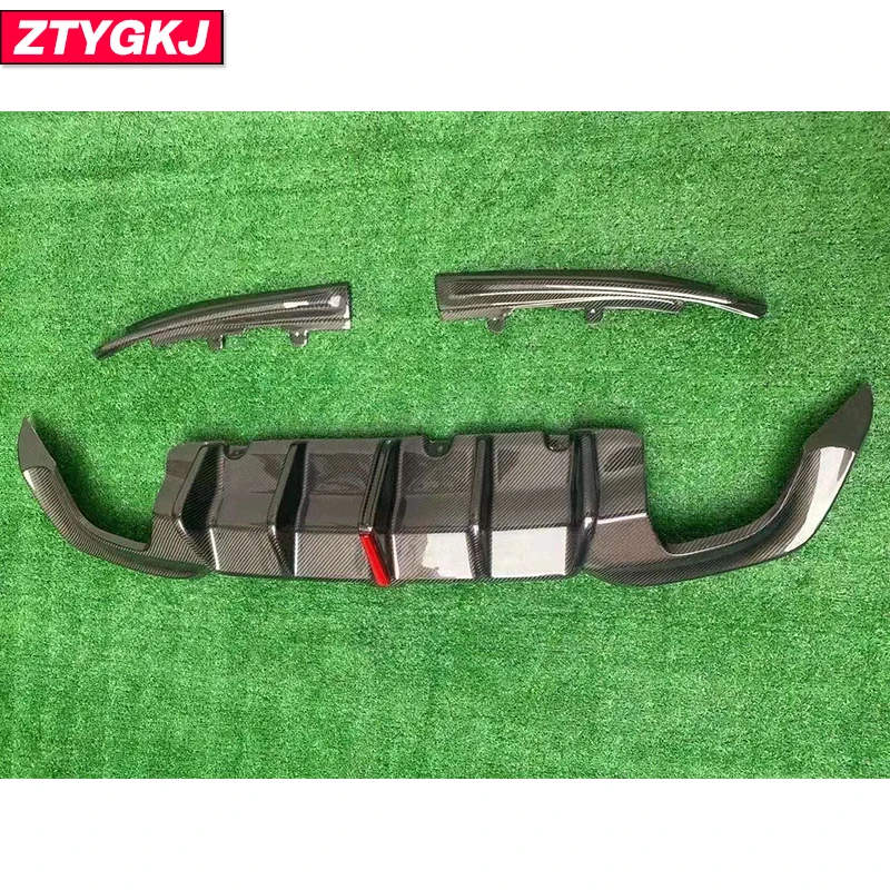 3PCS K Style High Quality Carbon Fiber Material Rear Diffuser Bumper Lip Trims For BMW 3 Series G20 2021 Up