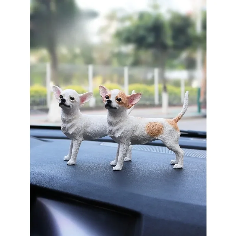 Simulation Chihuahua dog model car ornament handicraft figure collection soldier periphery