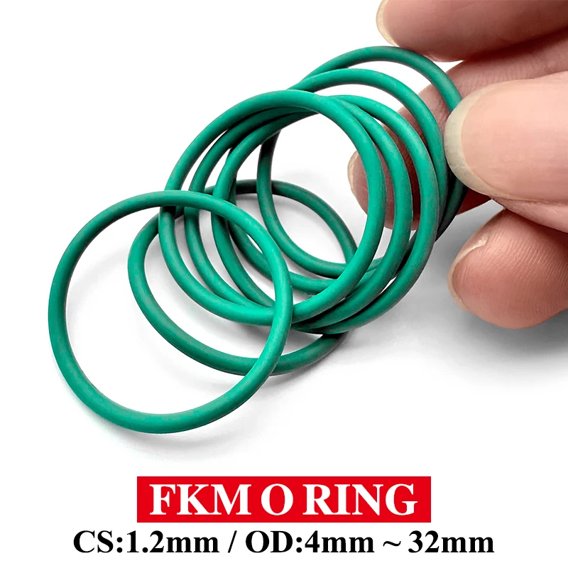 Vitons FKM Rubber Seal O-Ring CS1.2mm OD4-32mm High Temp Fuel Oil Resist Washer for Auto Engine Hydraulic Fuel Line Gasket
