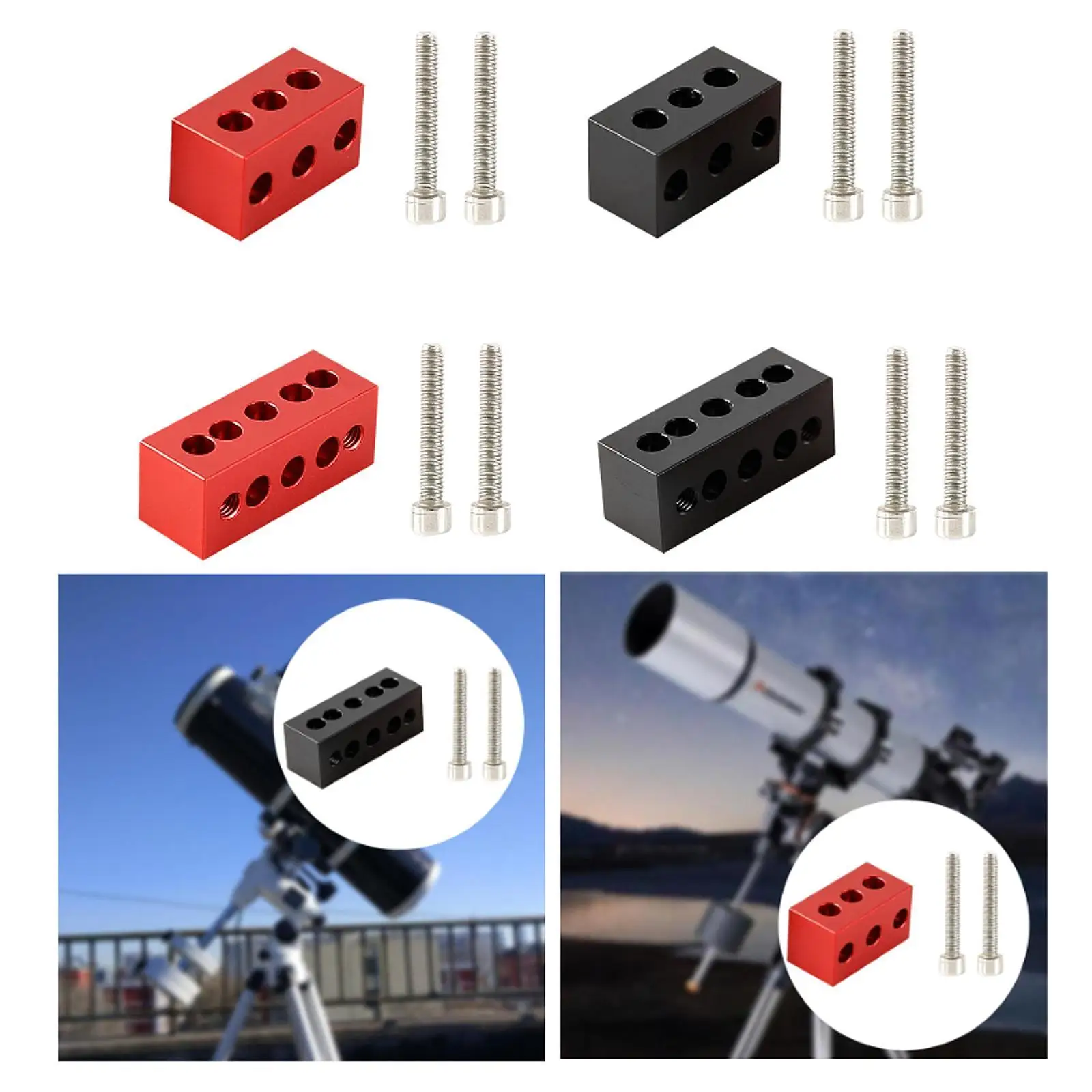 Telescope Guide Ring Riser Blocks Spacers Professional Sturdy Easily Install with 1/4" and M6 Screws Accessories Aluminum Alloy view 3