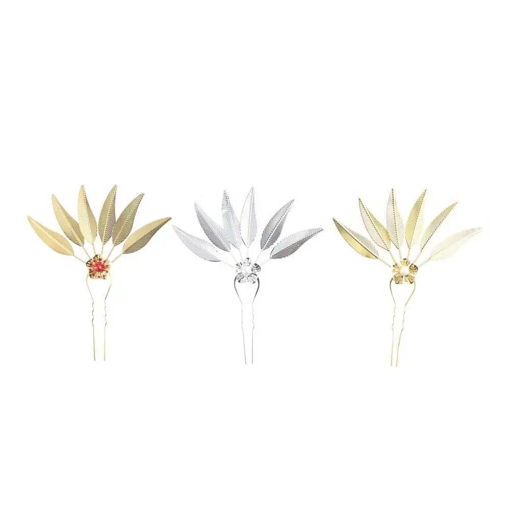 Accessories Ethnic Minorities Hair Accessories Leaf U Shape Hairpin Thai Headdress Ancient Style Headwear Metal Hair Sticks