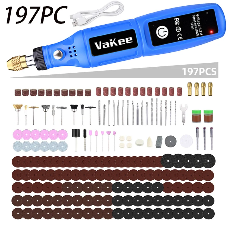 mini-retifica-eletrica-vakee-ferramenta-rotativa-sem-fio-16000rpm-recarregavel-37v-com-controle-de-1-velocidade-para-corte-retificacao-e-polimento