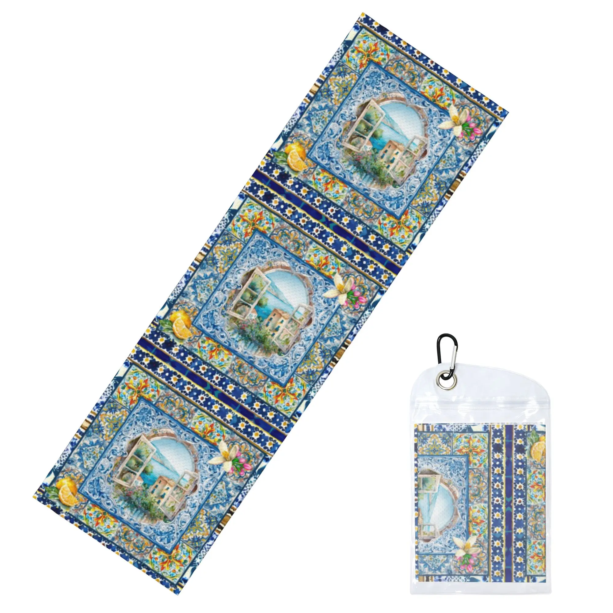 Summer Italian Mediterranean Sicilian Tile Cold Exercise Towel  Yoga And Fitness Running Outdoor Activities Travelling Towels