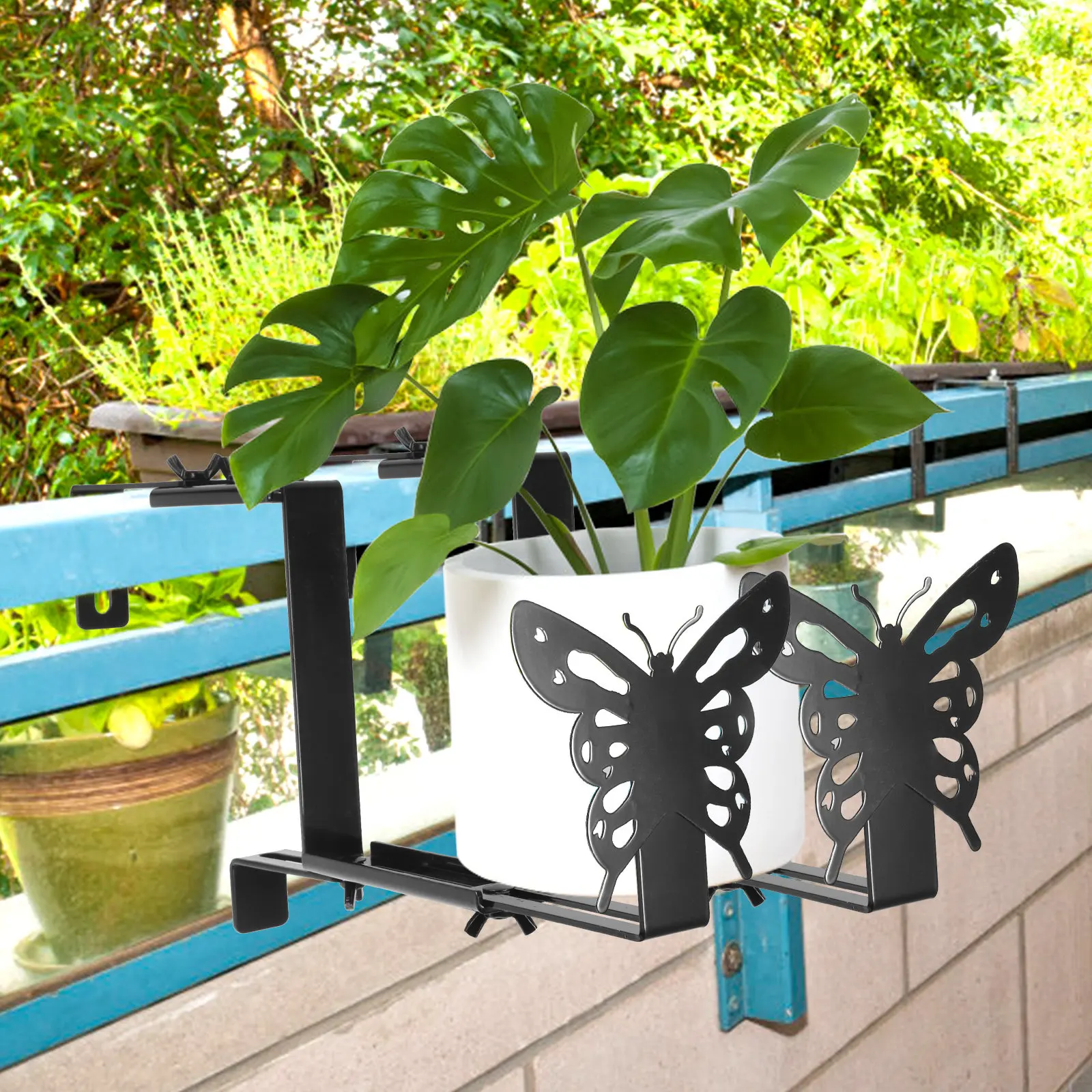 

2 шт. прочных железных крючков для кашпо, настенные кронштейны для цветочных горшков, корзин, фонарей, гирлянд, ветряных колокольчиков, бонсай