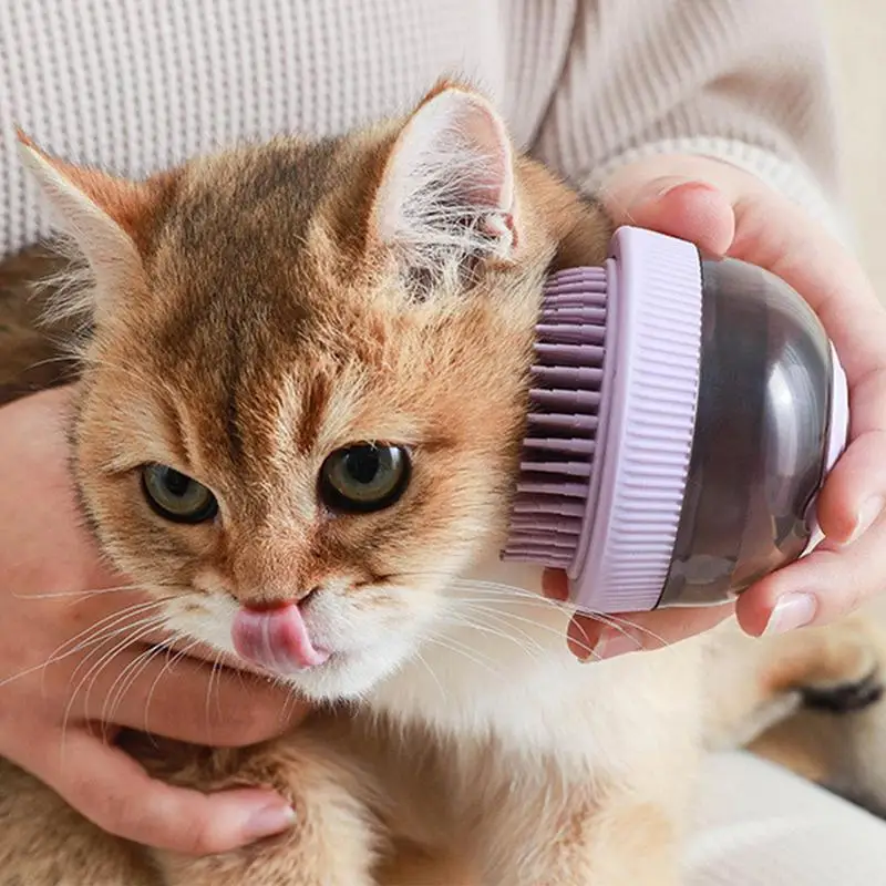 Dog Shower Brush Silicone Brush In Spaceship Shape Grooming Tool With Large Opening Filling Hole For Dogs Puppy Cats Kitten