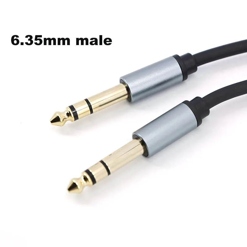 1-5m Gold Plate 6.5 6.35mm Male to 6.35 Male Stereo Audio Balanced TRS 1/4 Speaker Amplifier Cable Guitar Keyboard Dual Channel