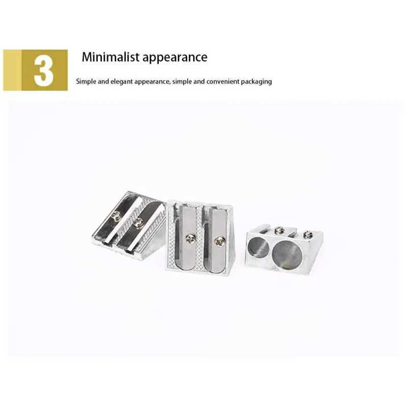 4/8/12pcs Silver Sharpener Metal Bevelled Double Hole Pencil Sharpener School Office Sharpener Stationery Supplies