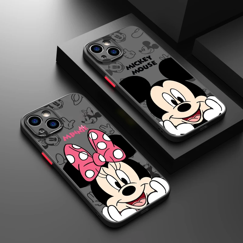 Mickey Minnie Love Phone Case For iPhone 15 14 13 12 11 Pro Max mini XS Max XR X 8 Plus SE Frosted Translucent Cover