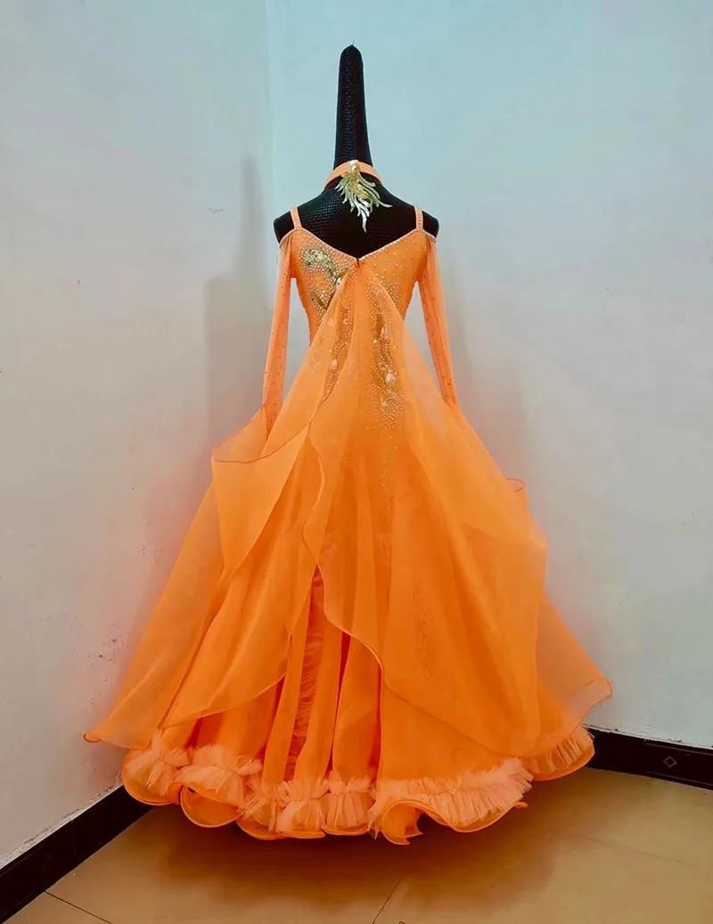 Robe de danse valse de salle de bal, taille sur mesure, jupe de concours de salle de bal, Flamenco, haute qualité